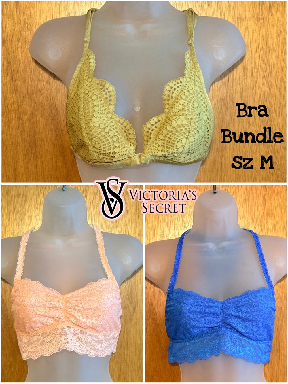 Victoria's Secret Lace Bra 3-Piece Bundle sz M